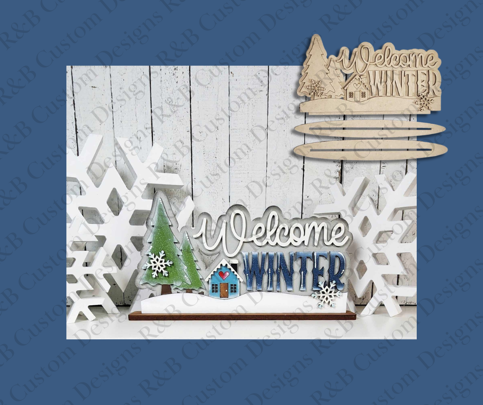 Winter Cabin Word Sitter