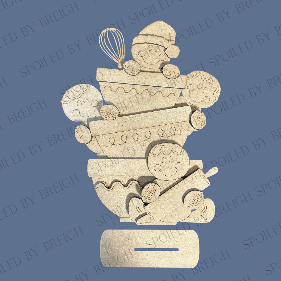 Gingerbread Stacked Bowls Shelf Sitter