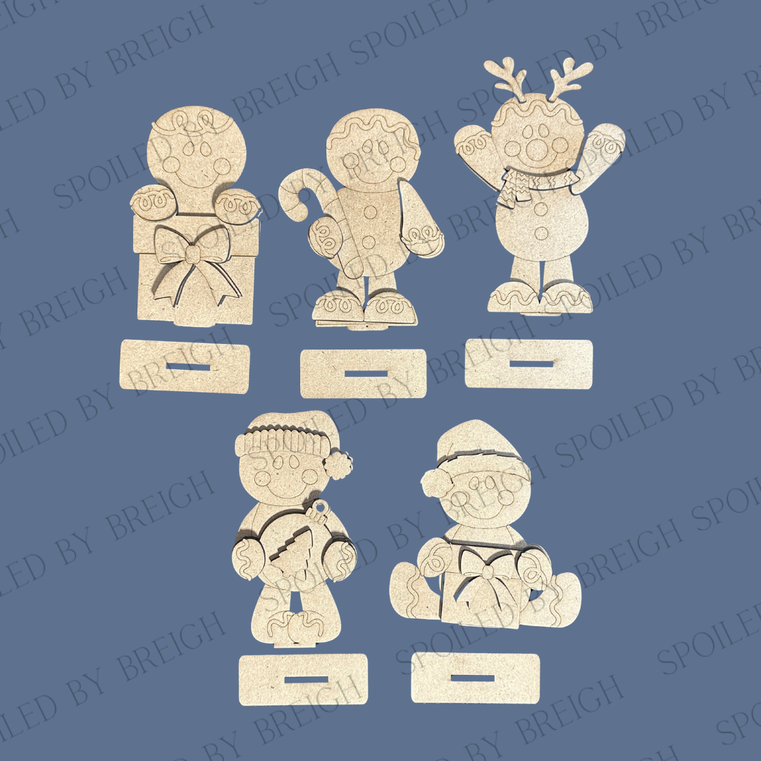 Holiday Gingerbread Shelf Sitters- Set of 5
