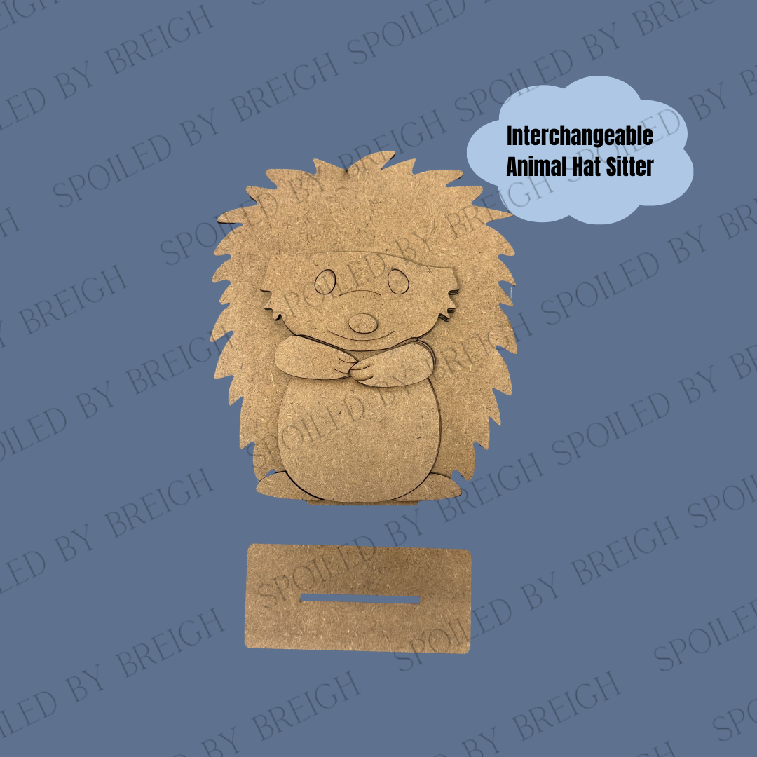Interchangeable Hat Animal Sitter - Hedgehog