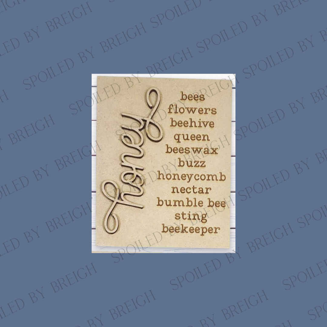 Honey Bee Trio Signs-Word Honey