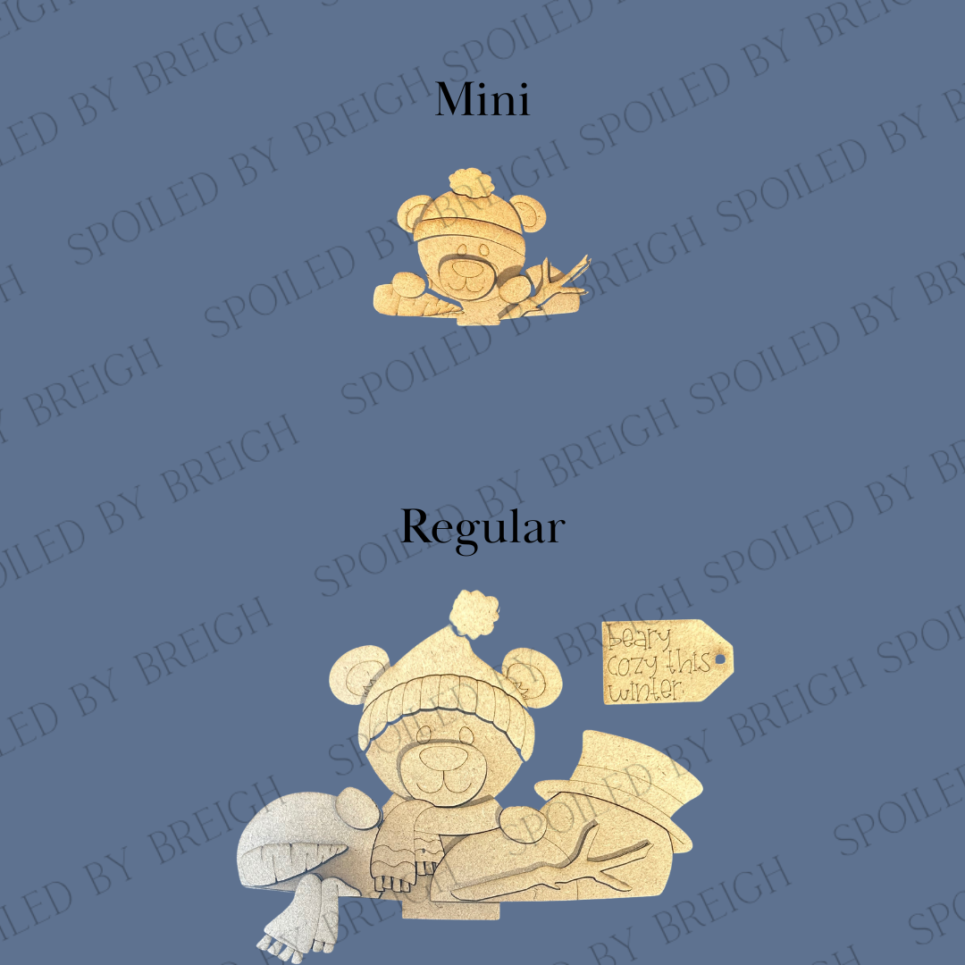 Bear with Snowman Basket Insert