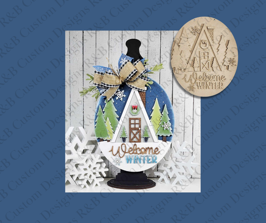Winter Cabin Door Hanger