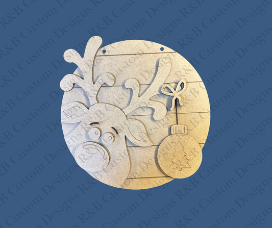 Reindeer with Ornament 10.5 Round