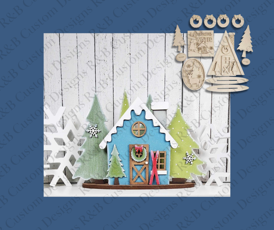 Winter Cabin Shelf Sitter