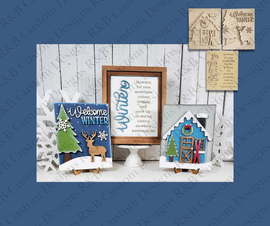Winter Cabin Farmhouse Frame Inserts