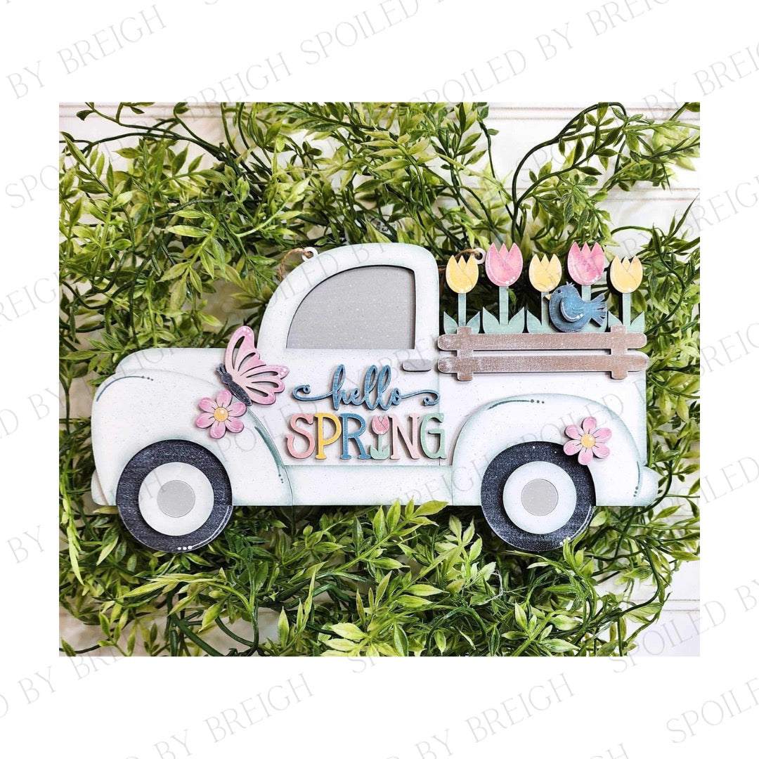Hello Spring Tractor Hello Spring truck – Designs By Breigh