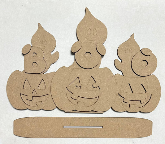 Ghost in Pumpkins with Boo Shelf Sitter