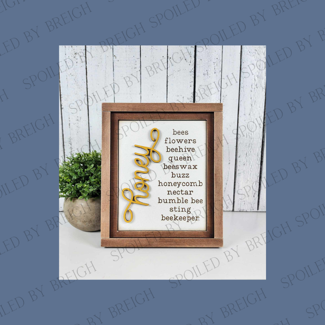 Honey Bee Trio Signs-Word Honey